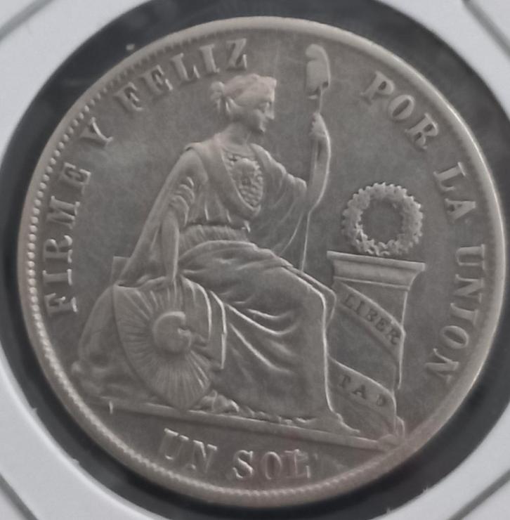 Peru 1 Sol 1873 (zilver), Postzegels en Munten, Munten | Amerika, Losse munt, Zuid-Amerika, Zilver, Verzenden
