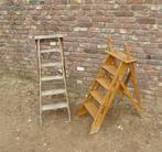 2 maal houten keukentrapje schilderstrap schilders trap, Antiek en Kunst, Ophalen