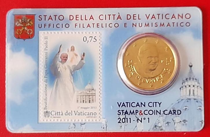 coincard Vaticaan 50 cent 2011 nr. 1, Postzegels en Munten, Munten | Europa | Euromunten, Setje, 50 cent, Vaticaanstad, Ophalen of Verzenden