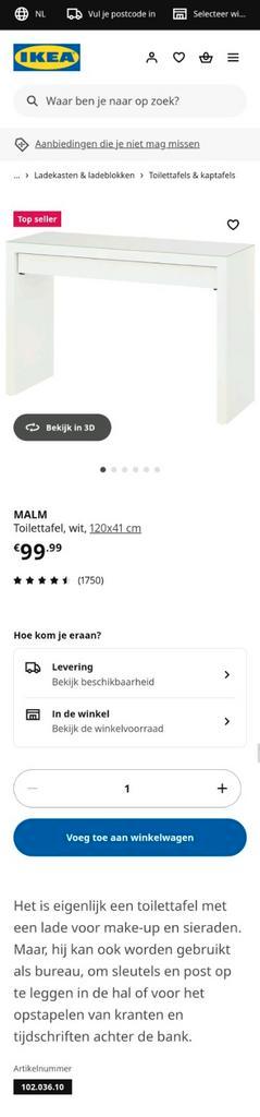 Malm toilettafel - Ikea - afbeelding 2