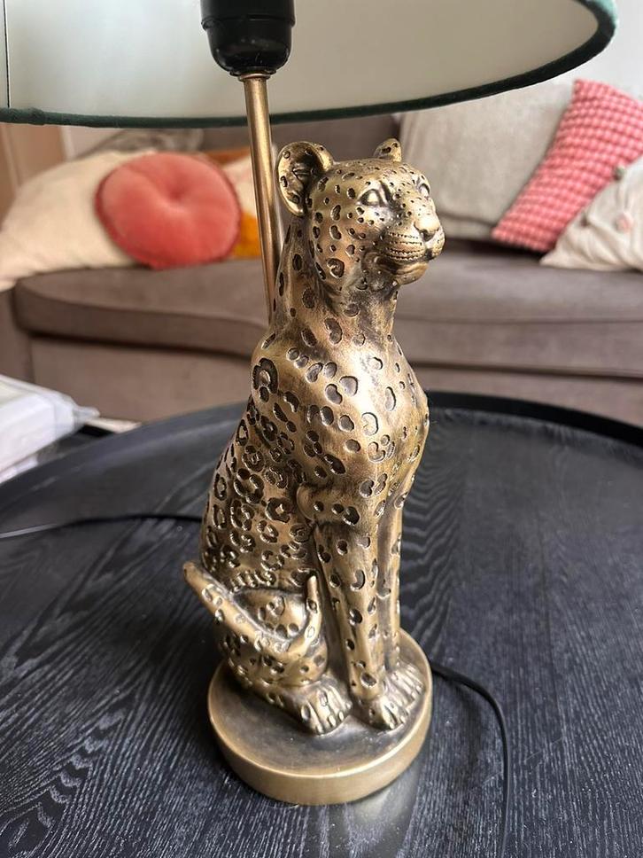 Lampenvoet luipaard - goud - 13x16x39 cm, Huis en Inrichting, Lampen | Tafellampen, Gebruikt, Minder dan 50 cm, Ophalen