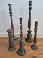 Partij PMR houten kandelaars met kaarsen, Ophalen of Verzenden, Nieuw, Hout, Minder dan 25 cm