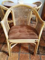 Eetkamerstoelen, 4 stuks, Huis en Inrichting, Ophalen, Bruin, Riet of Rotan, Zo goed als nieuw
