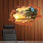 Strand Met Palmboom 3D Sticker / Muursticker Diepte Wand, Verzamelen, Nieuw, Verzenden