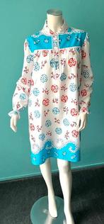 Vintage jaren 70 nachthemd wit/blauw/rood maat XL, Kleding | Dames, Pyjama's, Vintage, Verzenden, Gedragen, Maat 46/48 (XL) of groter