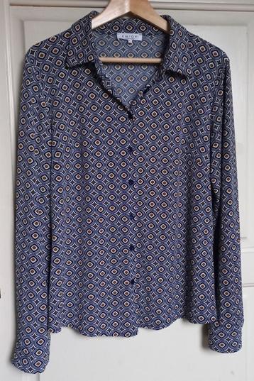 Travelstof blouse ENJOY blauw/wit/roetsbruin M/L beschikbaar voor biedingen