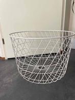 Grote witte metalen Opbergtafel draadmand opbergmand, Ophalen, Minder dan 55 cm, Metaal of Aluminium, Rond