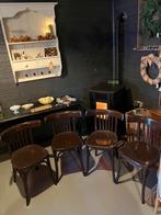 4 oude stevige cafe stoelen, Ophalen, Gebruikt, Bruin, Vier