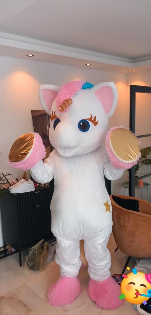 Unicorn mascotte te huur, Hobby en Vrije tijd, Feestartikelen | Verhuur, Zo goed als nieuw, Overige, Ophalen of Verzenden