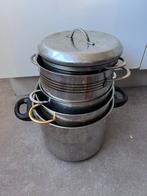 Pannenset - 6 pannen + 1 deksel, Huis en Inrichting, Ophalen of Verzenden, Gebruikt, Rvs, Pannenset