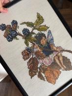 Geborduurd natuur elf schilderijtje, Huis en Inrichting, Ophalen, Zo goed als nieuw, Minder dan 50 cm, Schilderij