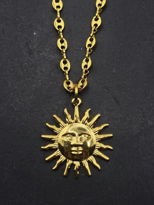 Zon Ketting, Sieraden, Tassen en Uiterlijk, Kettingen, Zo goed als nieuw, Overige materialen, Met hanger, Ophalen of Verzenden