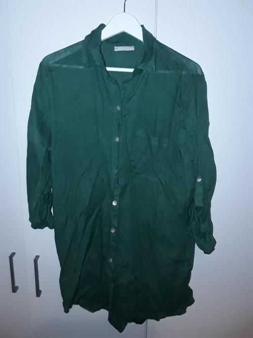 Made in Italy Groene Lange Linnen Blouse Maat XL, Kleding | Dames, Blouses en Tunieken, Zo goed als nieuw, Maat 46/48 (XL) of groter