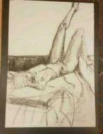 Tekening Liggend naakt gesigneerd Elma Lubbes 2004, Antiek en Kunst, Kunst | Tekeningen en Foto's, Ophalen