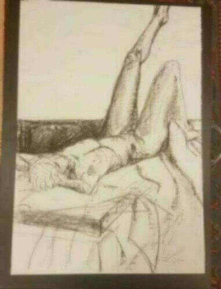 Tekening Liggend naakt gesigneerd Elma Lubbes 2004, Antiek en Kunst, Kunst | Tekeningen en Foto's, Ophalen