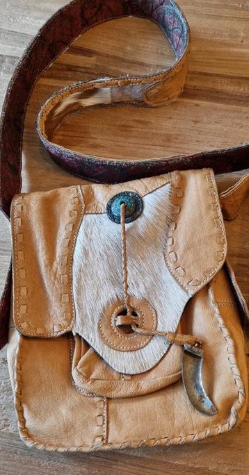 Bohemian fairtrade leren PH&T klep tas handwerk ibiza-stijl beschikbaar voor biedingen