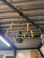 Franse Antiek Empire Kroonluchter Groen Tole Messing 6-arms, Ophalen of Verzenden, Gebruikt, Metaal