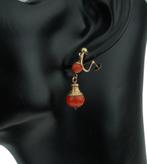 Bloedkoraal antieke 14k gouden dames oorbellen 19e eeuws, Sieraden, Tassen en Uiterlijk, Antieke sieraden, Ophalen of Verzenden