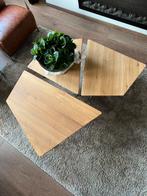 Set van 3 design salontafels blank eiken, Huis en Inrichting, Tafels | Salontafels, Ophalen, 50 tot 100 cm, Vierkant, Zo goed als nieuw