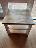 Salontafel wit/walnoot, massief hout 60x60, Gebruikt, Vierkant, 55 tot 75 cm, Hout