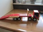 Houten vrachtauto rode autotransporter, Ophalen of Verzenden, Zo goed als nieuw, Rij- of Hobbelspeelgoed