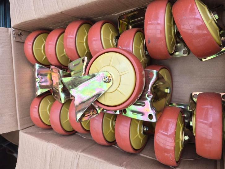 Deense kar wielen,  zwenk en bok, Doe-het-zelf en Verbouw, Zwenkwielen, Nieuw, Ophalen of Verzenden