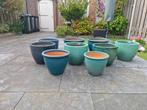 Prachtige set van 9 keramische bloempotten!, Ophalen, Gebruikt, Minder dan 60 cm, Rond