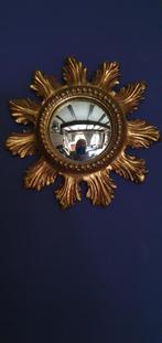 Vintage houten zonnespiegel / bolle spiegel, Huis en Inrichting, Minder dan 100 cm, Minder dan 50 cm, Rond, Gebruikt