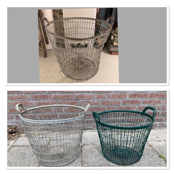 Brocante oude metalen aardappelmand / bietenmand, Huis en Inrichting, Woonaccessoires | Overige, Gebruikt, Ophalen