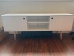 WOOOD Retro TV-meubel Wit Grenen 60x150x38, Huis en Inrichting, Kasten | Televisiemeubels, Ophalen, 100 tot 150 cm, Zo goed als nieuw