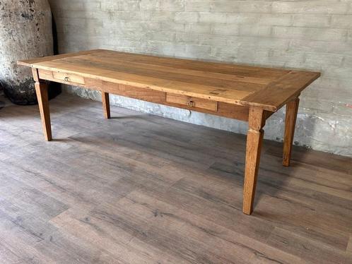 Boerentafel - 240 x 100 cm + 79 cm hoog / 2 lades, Huis en Inrichting, Tafels | Eettafels, Zo goed als nieuw, 50 tot 100 cm, 200 cm of meer