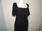 Hunza chique jurk vierkante hals draperie look mooi M, Maat 38/40 (M), Verzenden, Zwart, Zo goed als nieuw