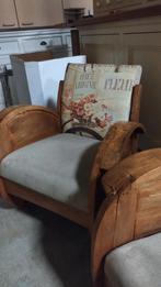 2 Charmante fauteuils met houten frame ZELF OPHALEN, Ophalen, Bruin, Stof, Twee