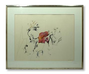 Pierre van Soest (1930-2001) - Compositie met rood  beschikbaar voor biedingen