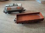HO Marklin Esso Tankwagon + open bakwagon, Overige merken, Gebruikt, Gelijkstroom, Wagon