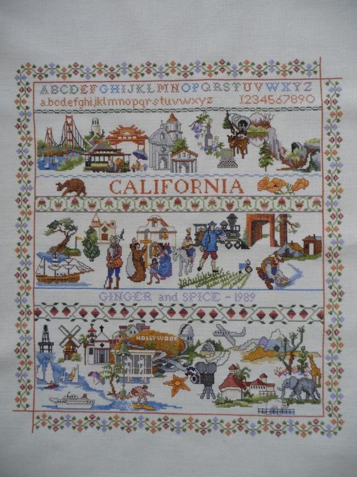 Borduurwerk "California', Hobby en Vrije tijd, Borduren en Borduurmachines, Zo goed als nieuw, Onderdeel of Toebehoren, Handborduren