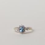 vintage 9 karaat gouden cluster ring met topaas, Sieraden, Tassen en Uiterlijk, Ringen, Verzenden, Zo goed als nieuw, 17 tot 18
