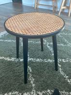 Bijzettafel rond zwart hout riet, Ophalen, Minder dan 45 cm, Minder dan 55 cm, Rond