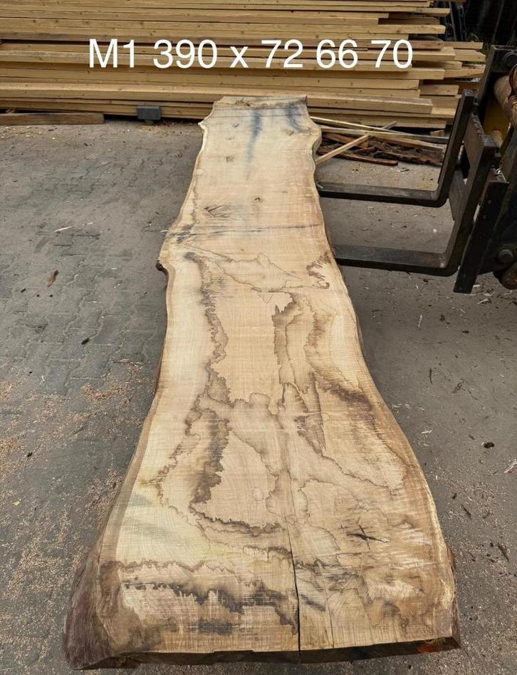 Eiken houten tafelblad, schaaldeel, boomrand, uniek stuk, Tuin en Terras, Tuintafels, Nieuw, Rechthoekig, Hout, Ophalen of Verzenden