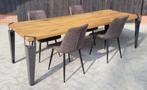 Showroommodel Eetkamer tafel incl Stoelen 255*90, 200 cm of meer, 50 tot 100 cm, Industrieel, Rechthoekig