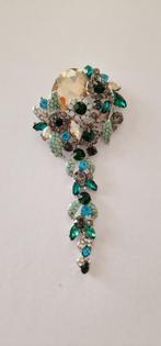 Aparte broche zilverkleur verschillende Swarovski elementen, Sieraden, Tassen en Uiterlijk, Broches, Met kristal, Overige materialen