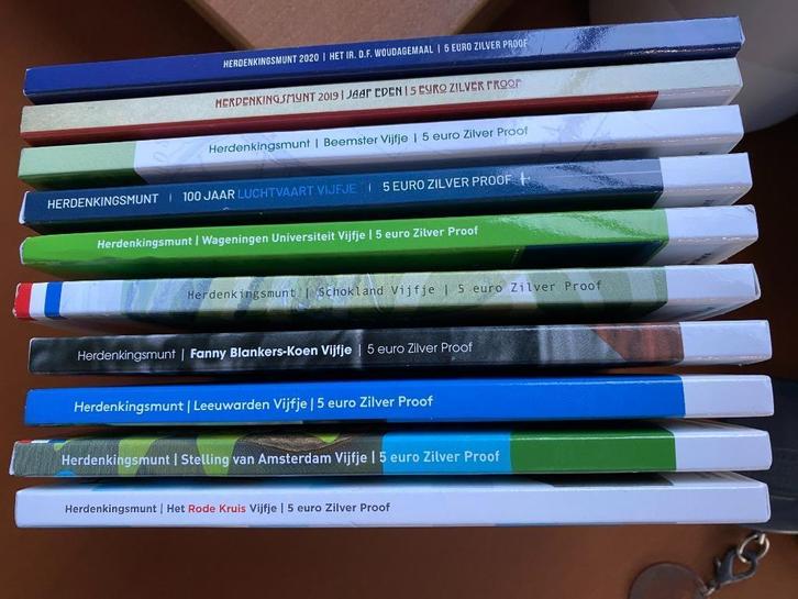 set van 10 Proof 5 Euro munten KNM, Postzegels en Munten, Munten | Nederland, Setje, Euro's, Koningin Beatrix, Zilver, Ophalen of Verzenden