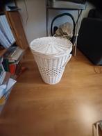 witte rieten mand met deksel: 66 cm hoog, 38 cm doorsnede, Huis en Inrichting, Ophalen, Gebruikt, Mand, Rond