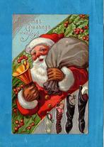 Pracht oude kerstkaart met Santa en zak kado's  P326 - 1909, Verzamelen, Ansichtkaarten | Themakaarten, Verzenden, Voor 1920, Gelopen