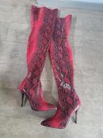 sexy rode over de knie laarzen v slanghuid met naaldh, Ophalen of Verzenden, Zo goed als nieuw, Rood