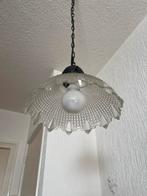 Vintage Hanglampen met Glazen Kap, Huis en Inrichting, Lampen | Hanglampen, Ophalen, Gebruikt, Glas, Minder dan 50 cm