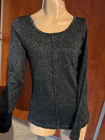 Claudia strater Zwarte Glitter Top maat s Lange Mouw Maat M beschikbaar voor biedingen
