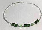 Mooie groene ketting, met donkergroene en lichtgroene cubes, Sieraden, Tassen en Uiterlijk, Overige materialen, Met kristal, Verzenden
