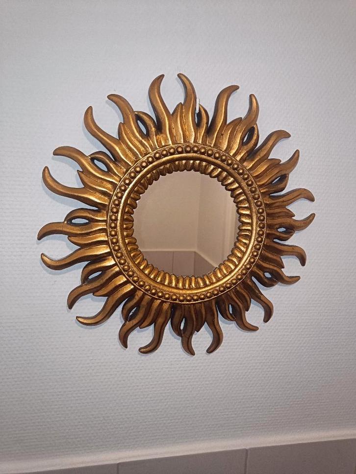 Antieke Starbust zonnespiegel, Antiek en Kunst, Antiek | Spiegels, Minder dan 50 cm, Minder dan 100 cm, Rond, Ophalen of Verzenden