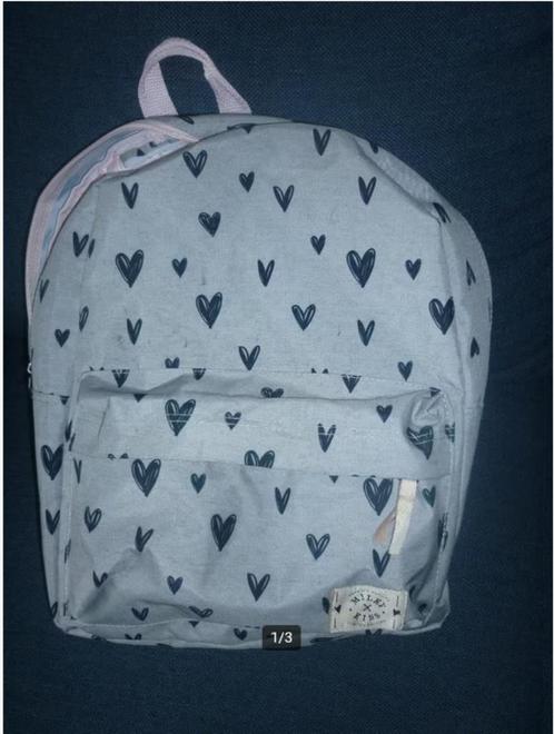 Schooltas grijs / Rugzak met hartjes / waterafstotend, Sieraden, Tassen en Uiterlijk, Tassen | Schooltassen, Schoudertas, 30 tot 40 cm